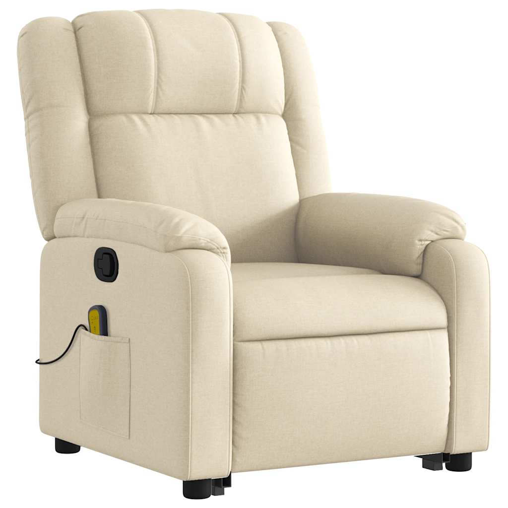 Fauteuil de massage releveur crème en tissu vidaXL