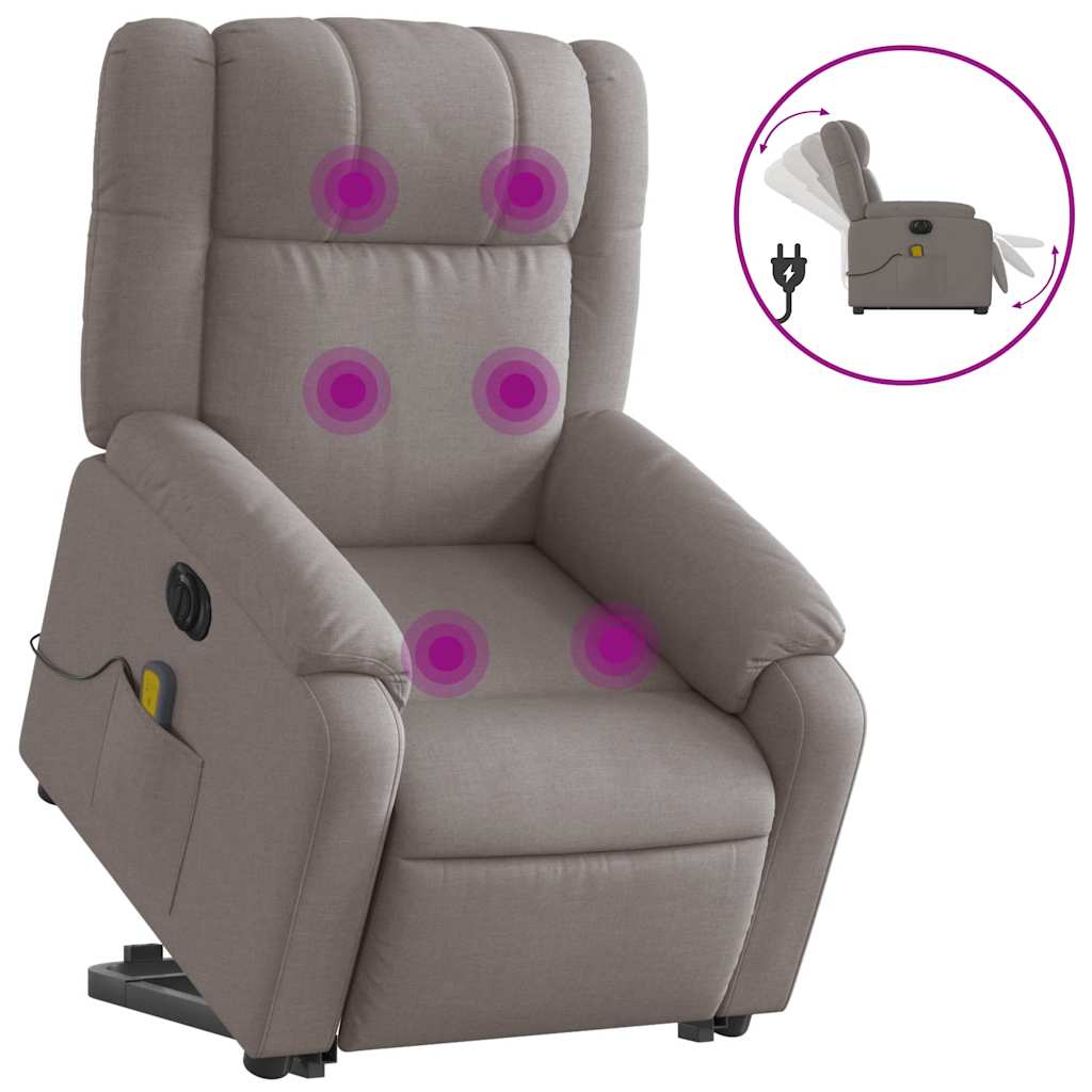 vidaXL Fauteuil de massage électrique releveur tissu taupe