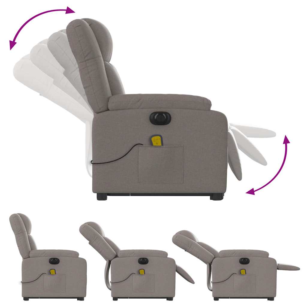 vidaXL Fauteuil de massage électrique releveur tissu taupe