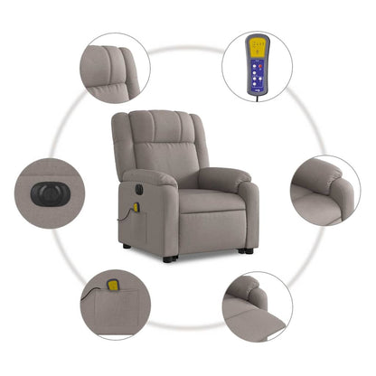vidaXL Fauteuil de massage électrique releveur tissu taupe