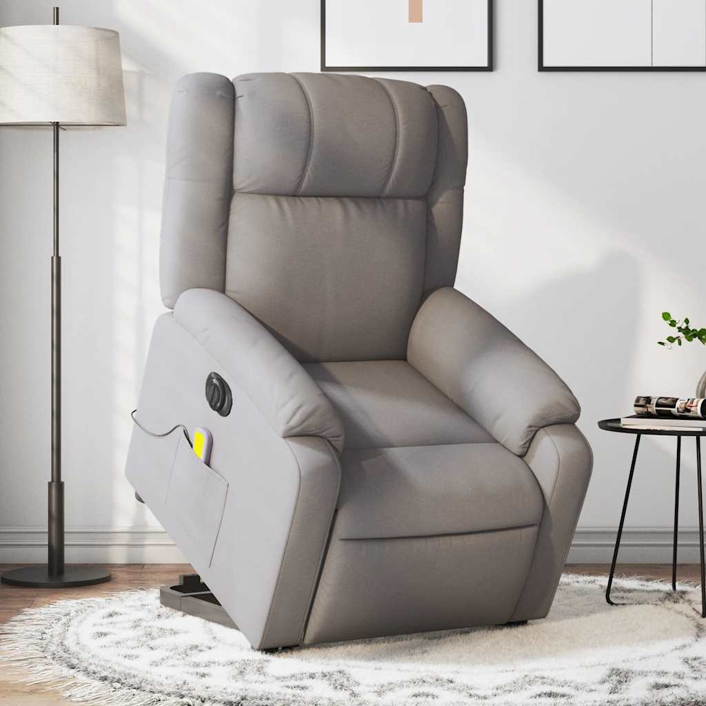 vidaXL Fauteuil de massage électrique releveur tissu taupe