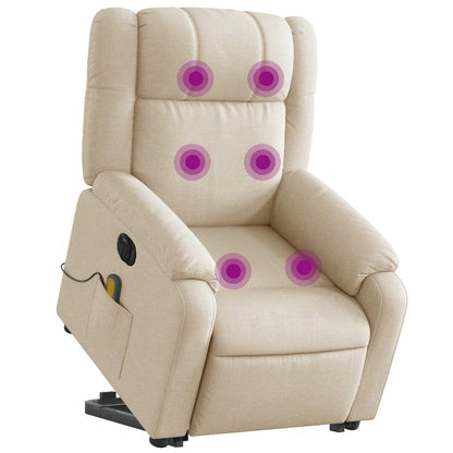 vidaXL Fauteuil de massage électrique releveur en tissu crème