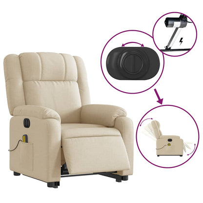 vidaXL Fauteuil de massage électrique releveur en tissu crème
