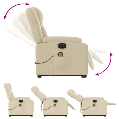 vidaXL Fauteuil de massage électrique releveur en tissu crème