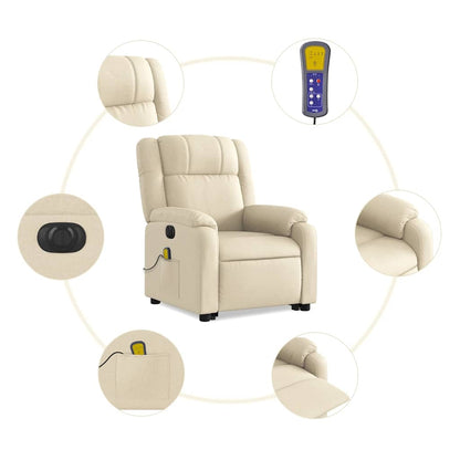 vidaXL Fauteuil de massage électrique releveur en tissu crème