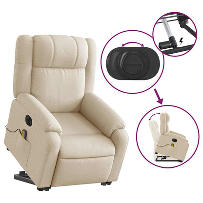 vidaXL Fauteuil de massage électrique releveur en tissu crème