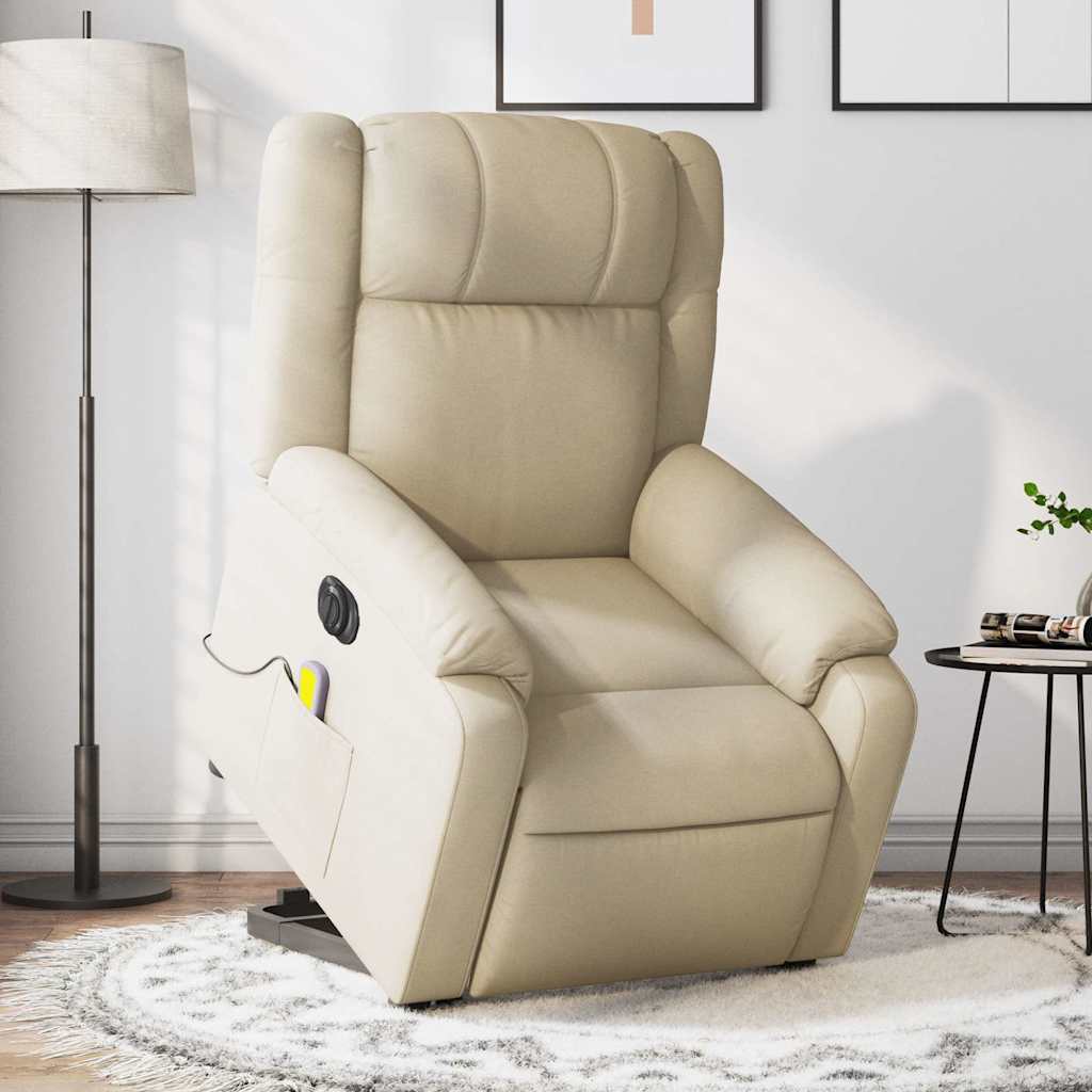 vidaXL Fauteuil de massage électrique releveur en tissu crème