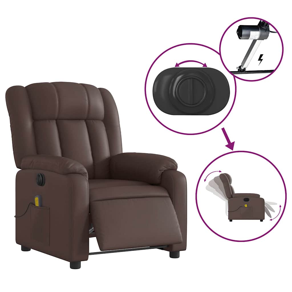 vidaXL Massagesessel Elektrisch Braun Kunstleder