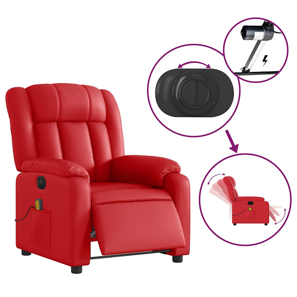vidaXL Massagesessel Elektrisch Rot Kunstleder