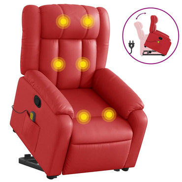 vidaXL Fauteuil de massage releveur rouge en similicuir
