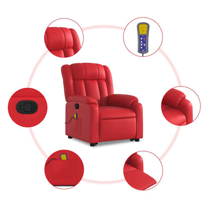 vidaXL Fauteuil de massage releveur rouge en similicuir