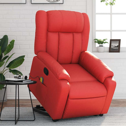 vidaXL Fauteuil de massage releveur rouge en similicuir