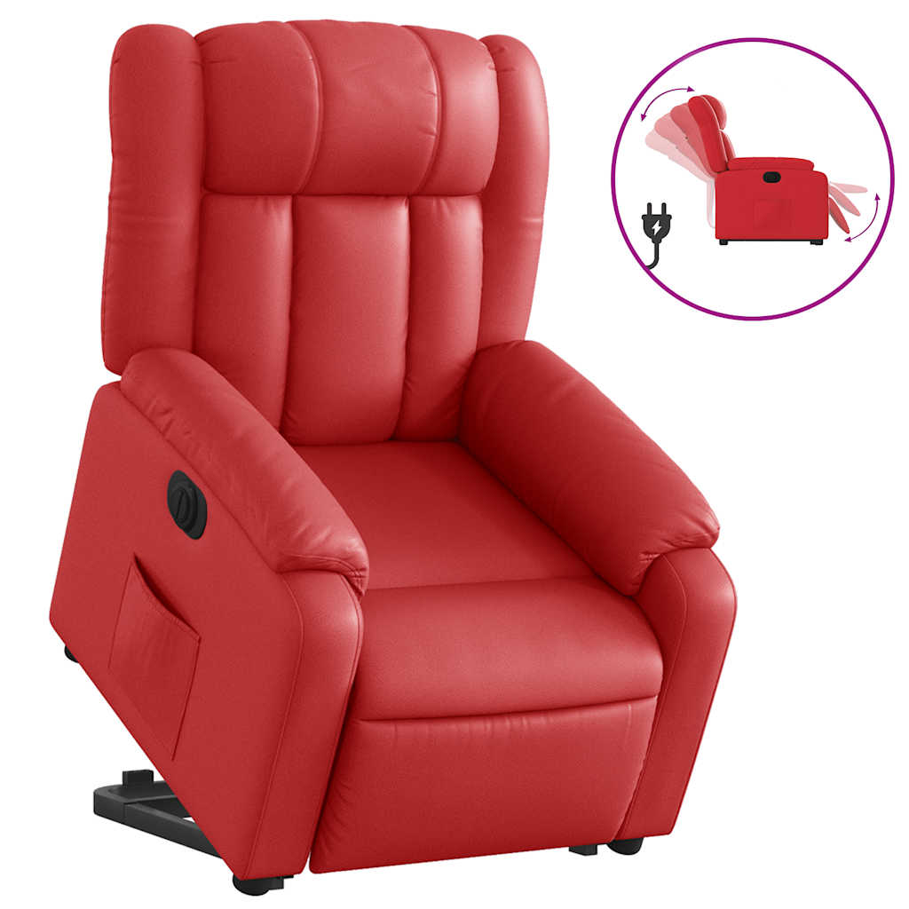 vidaXL Relaxsessel mit Aufstehhilfe Elektrisch Rot Kunstleder
