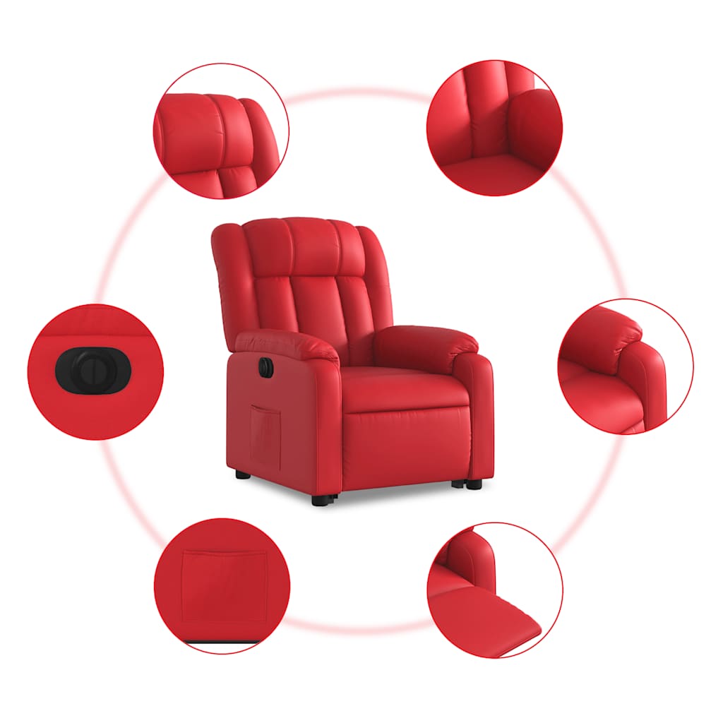 vidaXL Relaxsessel mit Aufstehhilfe Elektrisch Rot Kunstleder