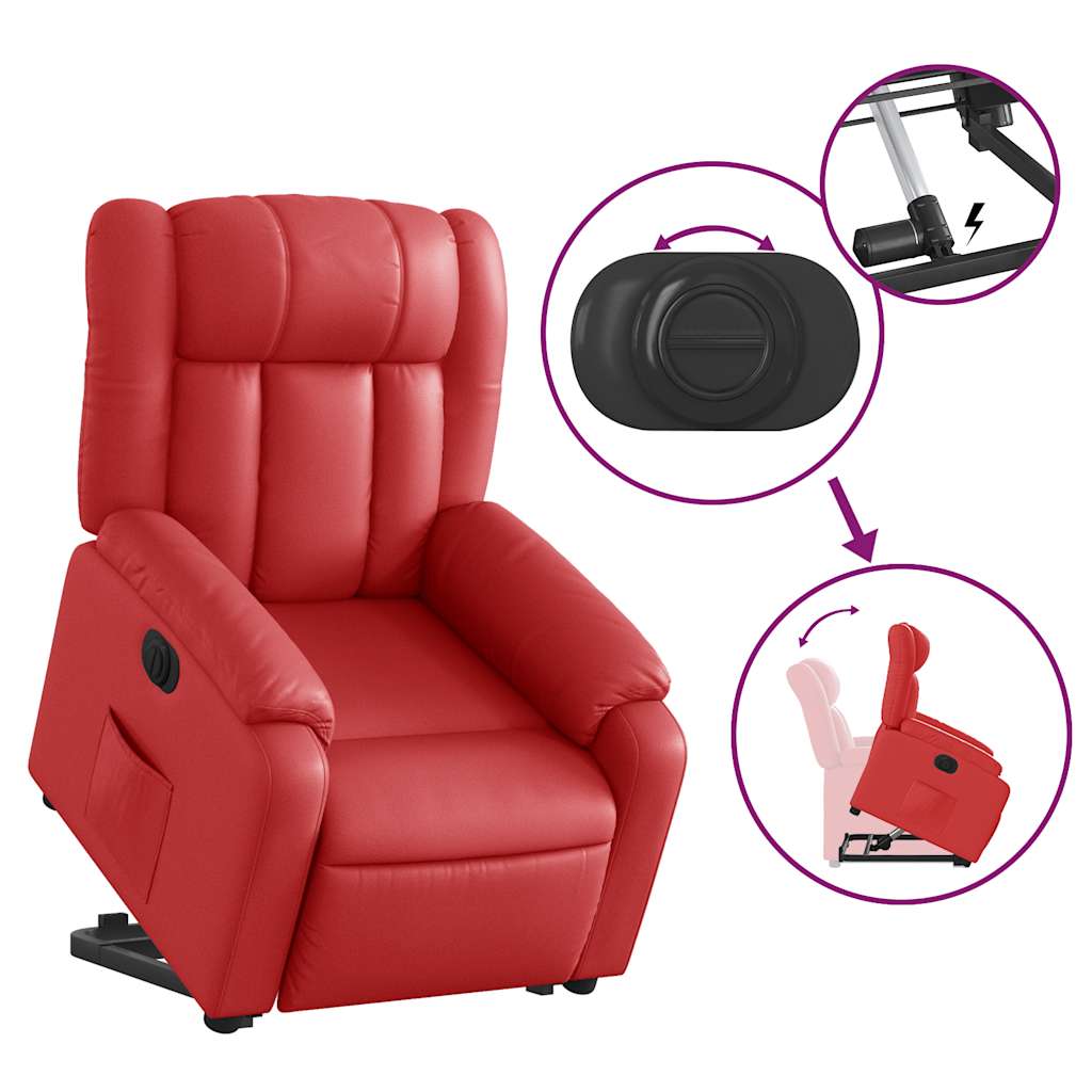 vidaXL Relaxsessel mit Aufstehhilfe Elektrisch Rot Kunstleder