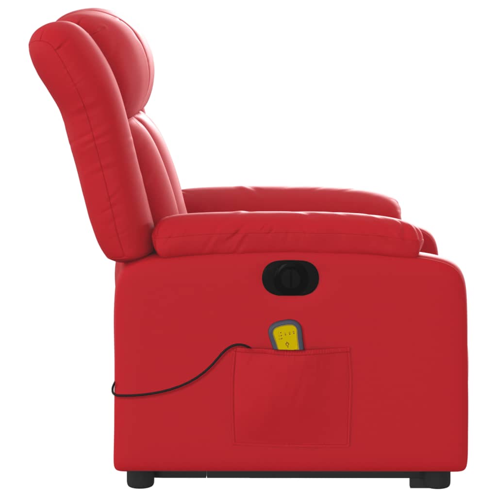 vidaXL Massagesessel mit Aufstehhilfe Elektrisch Rot Kunstleder