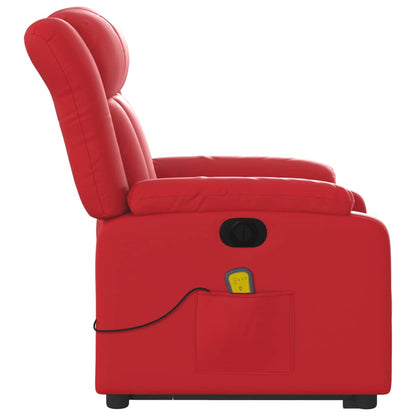 vidaXL Massagesessel mit Aufstehhilfe Elektrisch Rot Kunstleder