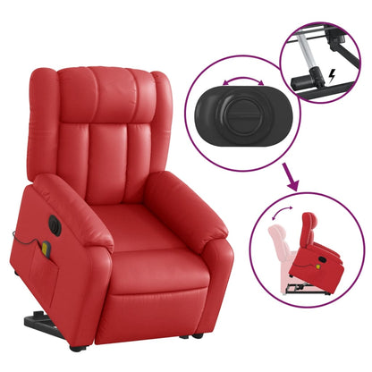 vidaXL Massagesessel mit Aufstehhilfe Elektrisch Rot Kunstleder