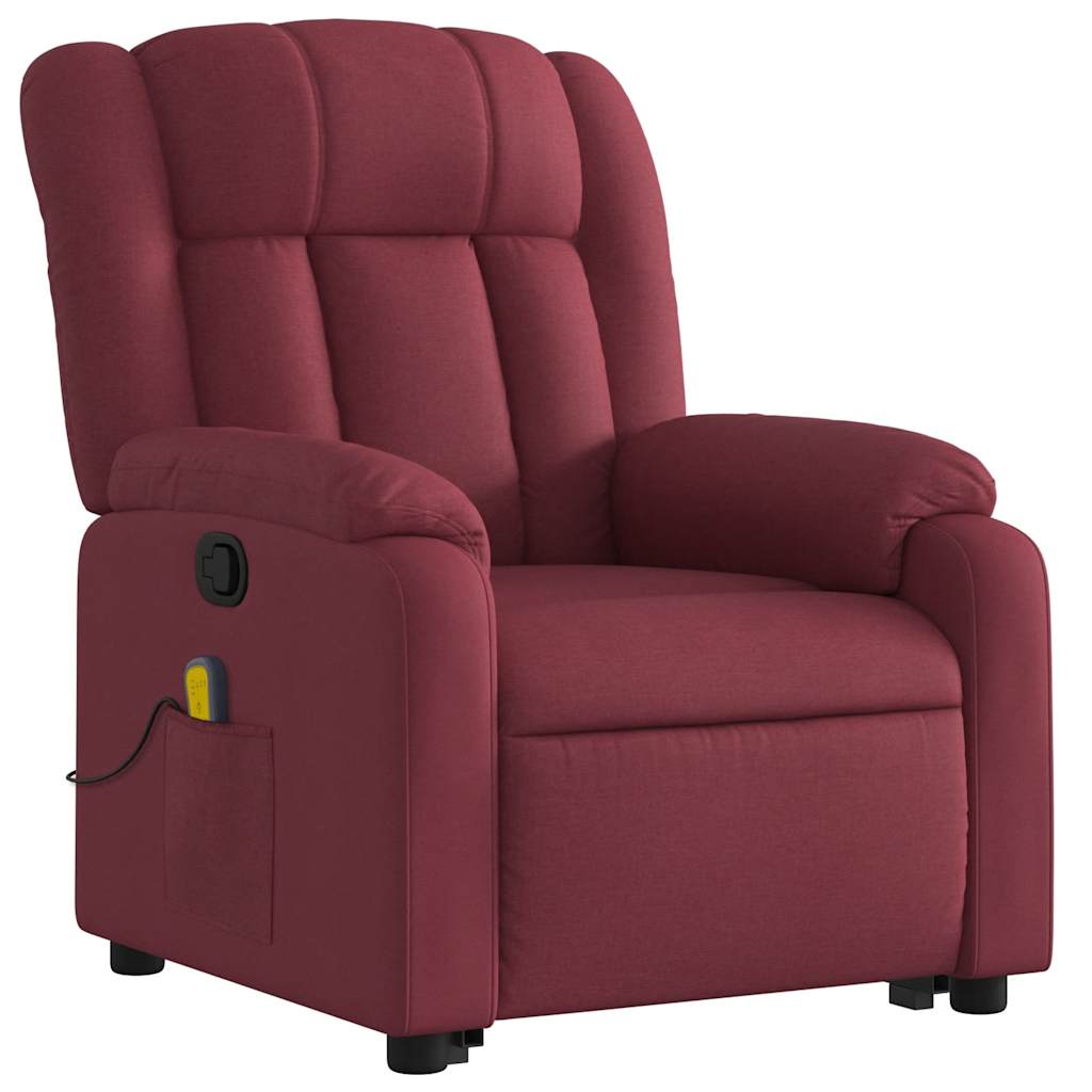 vidaXL Fauteuil de massage inclinable avec fonction de levage en tissu bordeaux