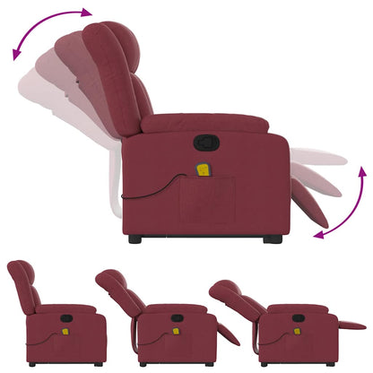 vidaXL Fauteuil de massage inclinable avec fonction de levage en tissu bordeaux