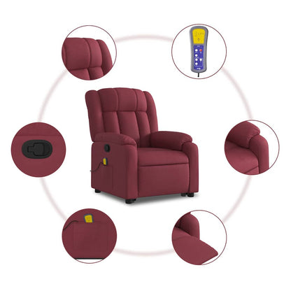 vidaXL Fauteuil de massage inclinable avec fonction de levage en tissu bordeaux