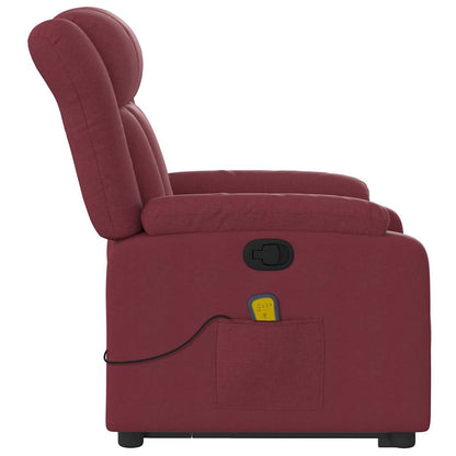 vidaXL Fauteuil de massage inclinable avec fonction de levage en tissu bordeaux