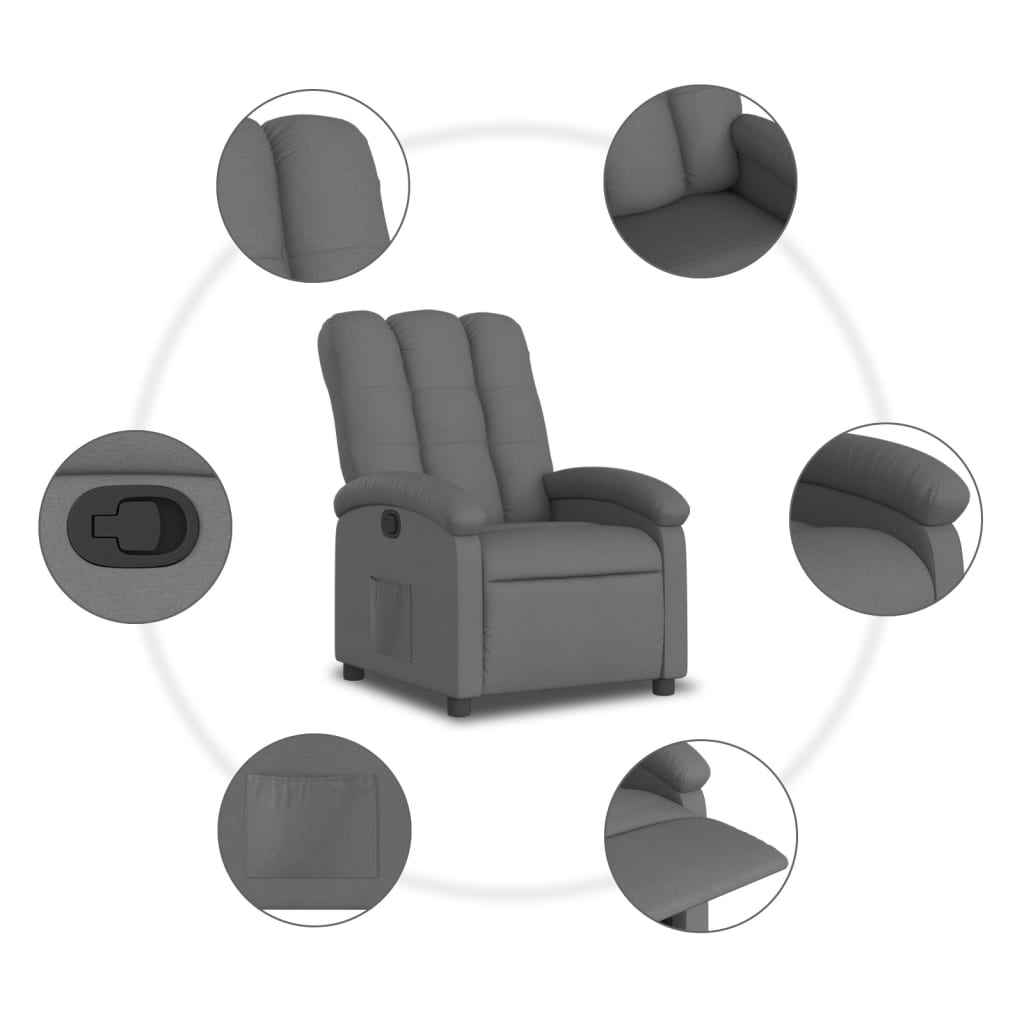 vidaXL Fauteuil de relaxation gris foncé en tissu