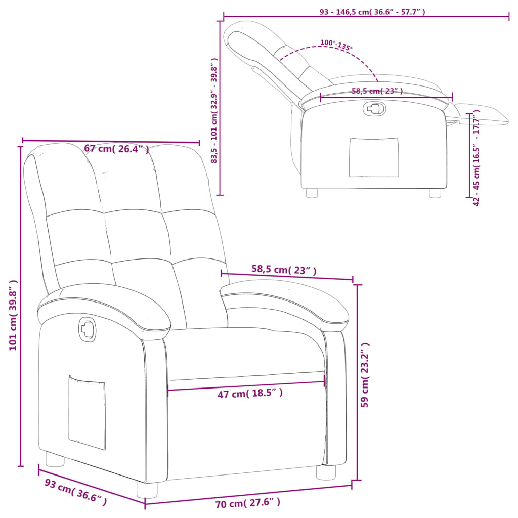 vidaXL Relaxsessel Schwarzer Stoff