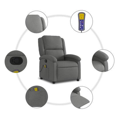 vidaXL Massage-Relaxsessel, Stoff, Dunkelgrau