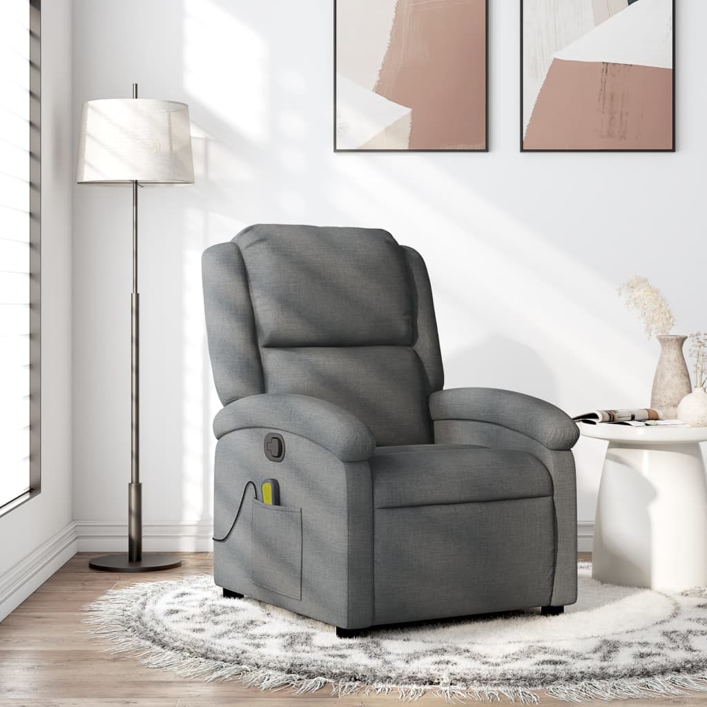 vidaXL Massage-Relaxsessel, Stoff, Dunkelgrau