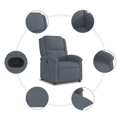 vidaXL Fauteuil relax Gris foncé Velours