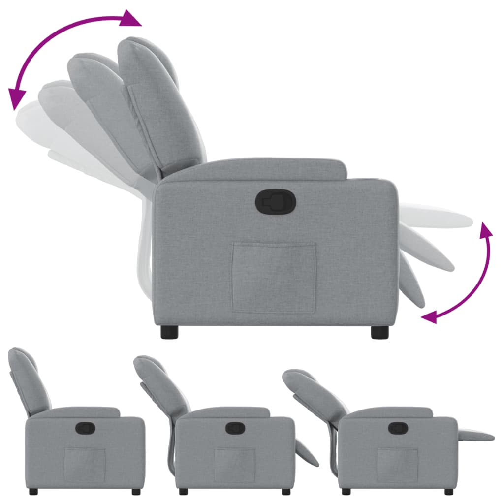 vidaXL Fauteuil relax Gris clair Tissu