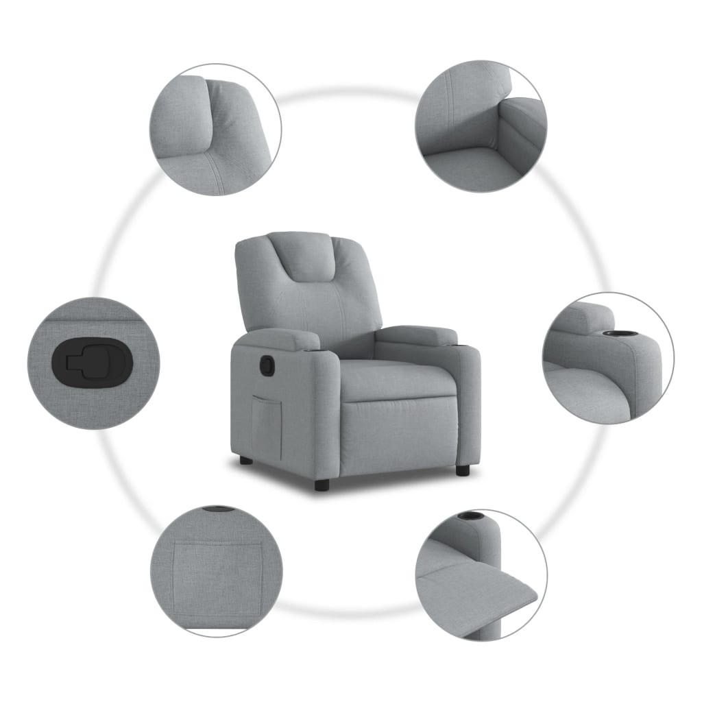 vidaXL Fauteuil relax Gris clair Tissu