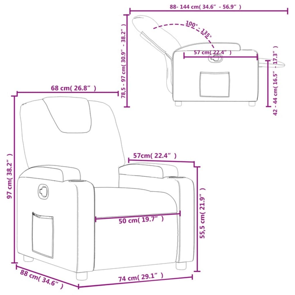 vidaXL Fauteuil relax Gris clair Tissu