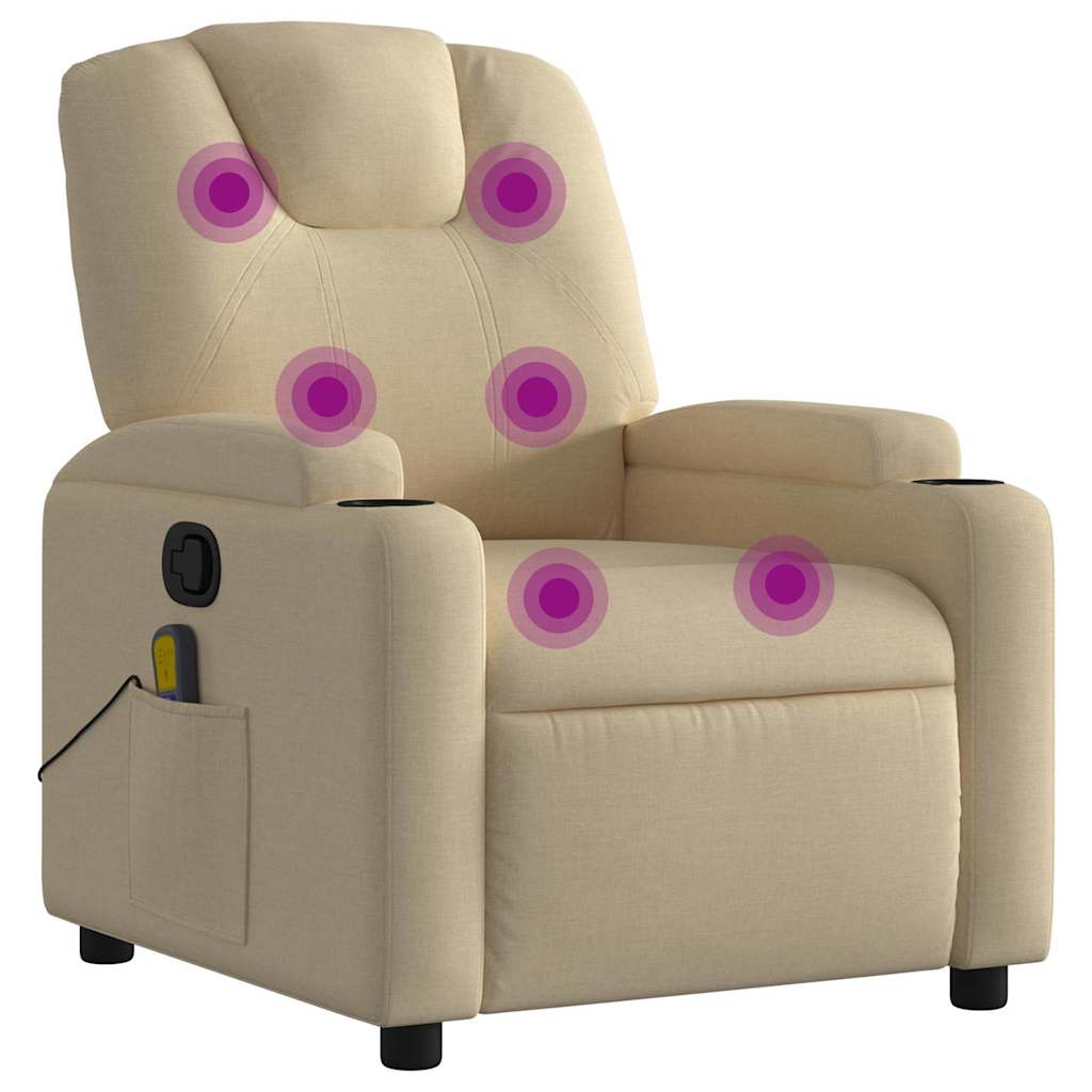 vidaXL Massage-Relaxsessel Cremefarbener Stoff
