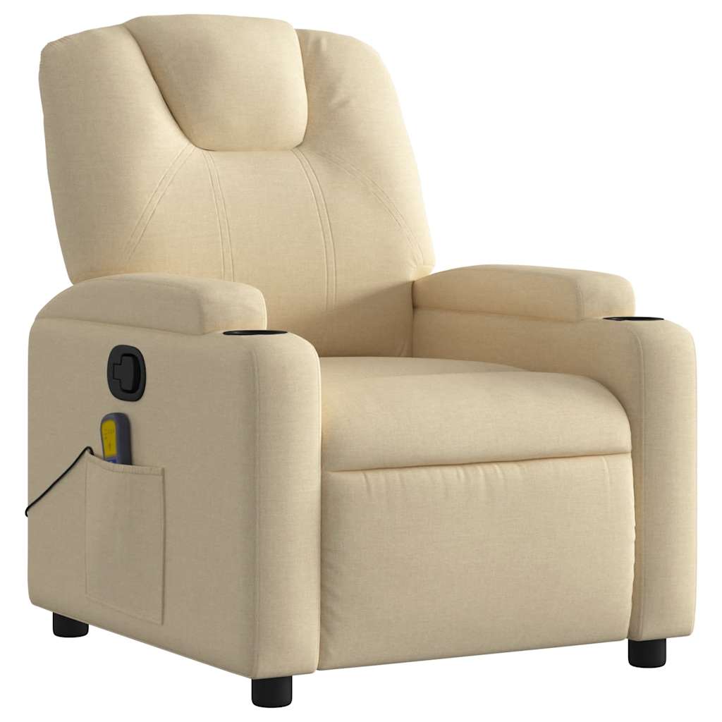 vidaXL Massage-Relaxsessel Cremefarbener Stoff