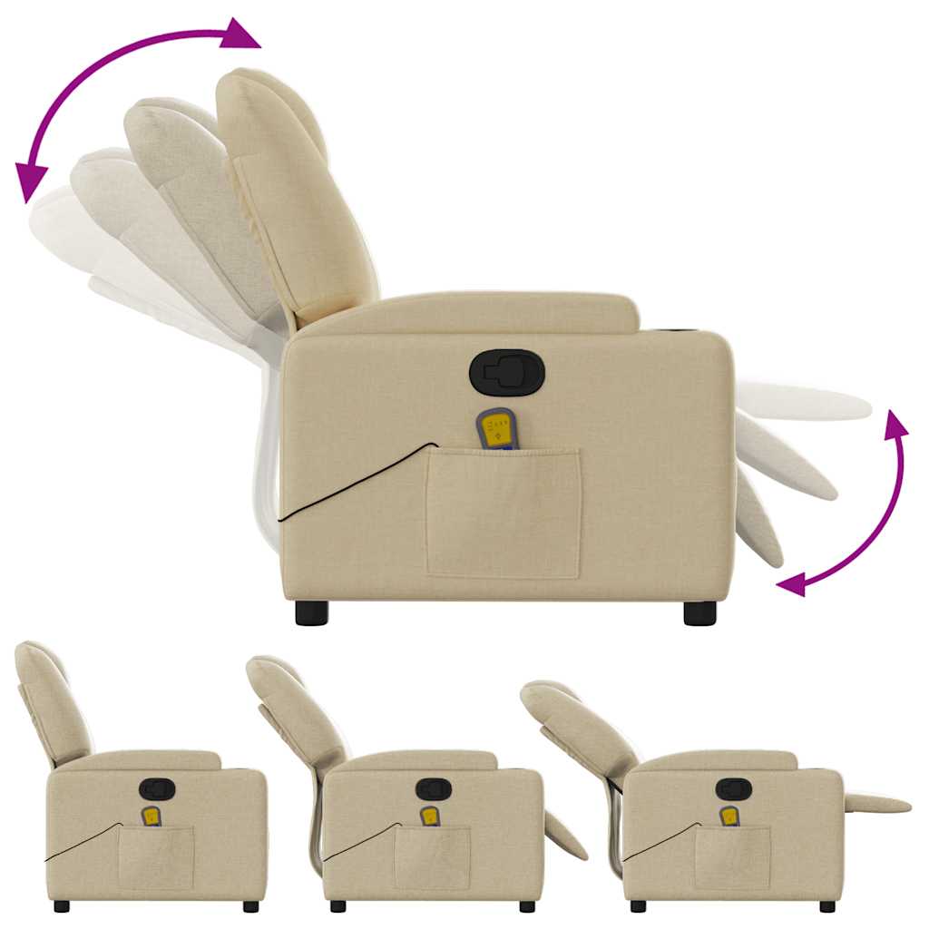 vidaXL Massage-Relaxsessel Cremefarbener Stoff