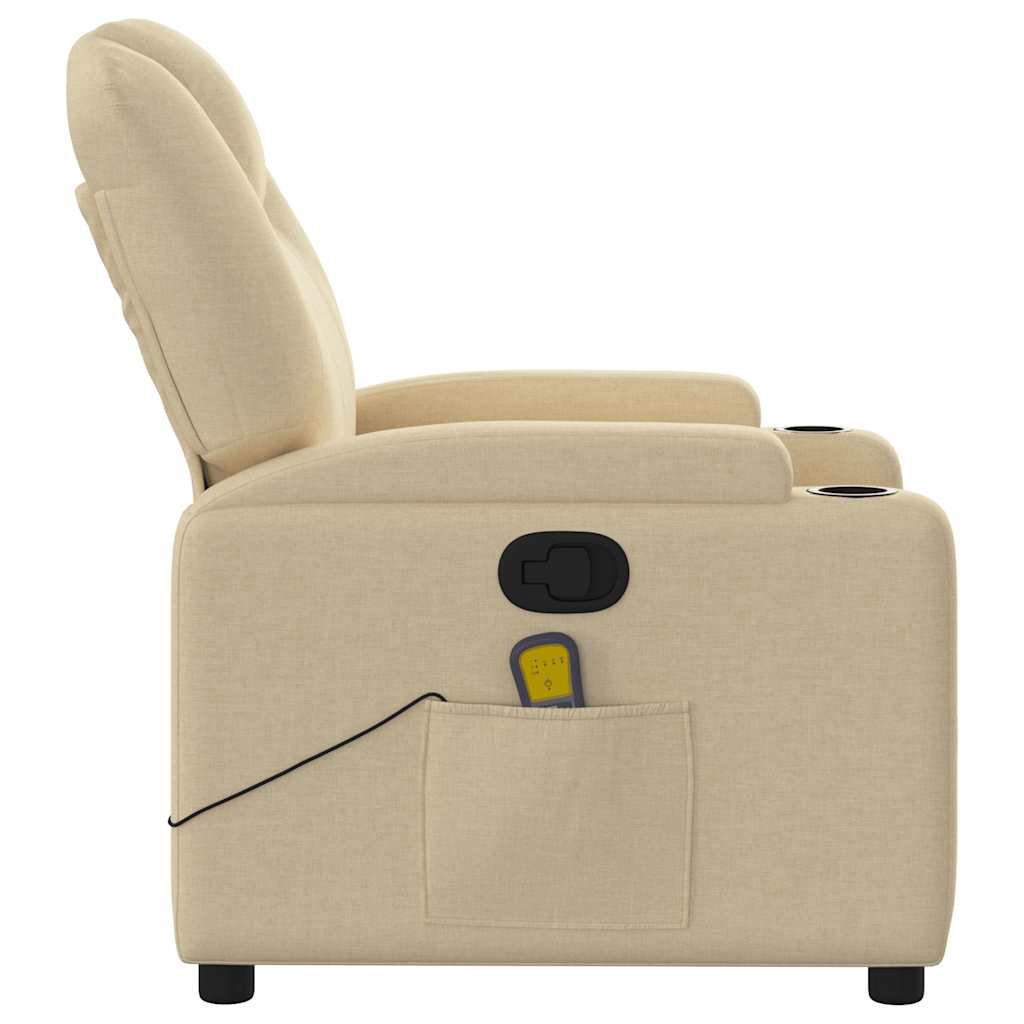 vidaXL Massage-Relaxsessel Cremefarbener Stoff