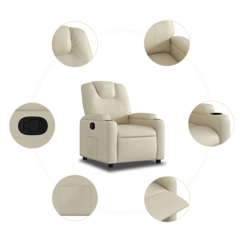 vidaXL Fauteuil relax crème similicuir
