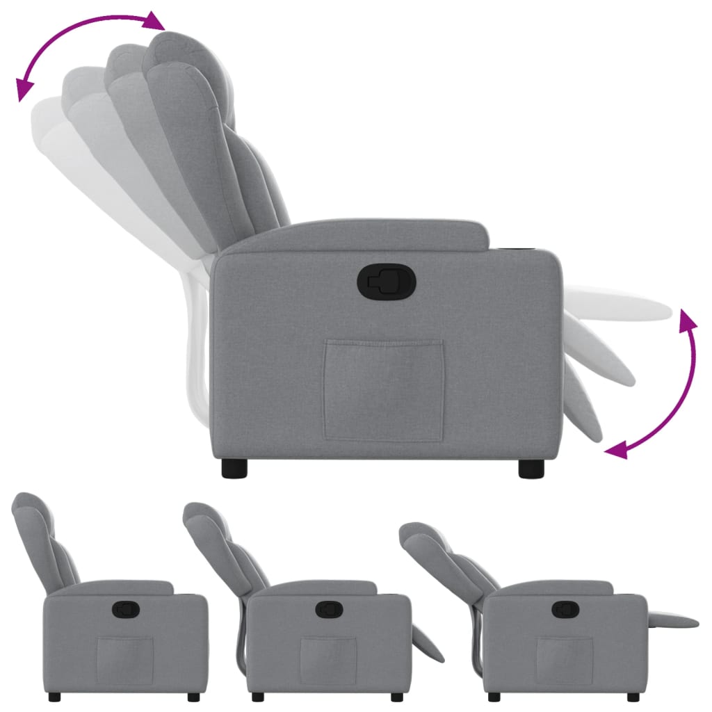 vidaXL Fauteuil relax Gris clair Tissu