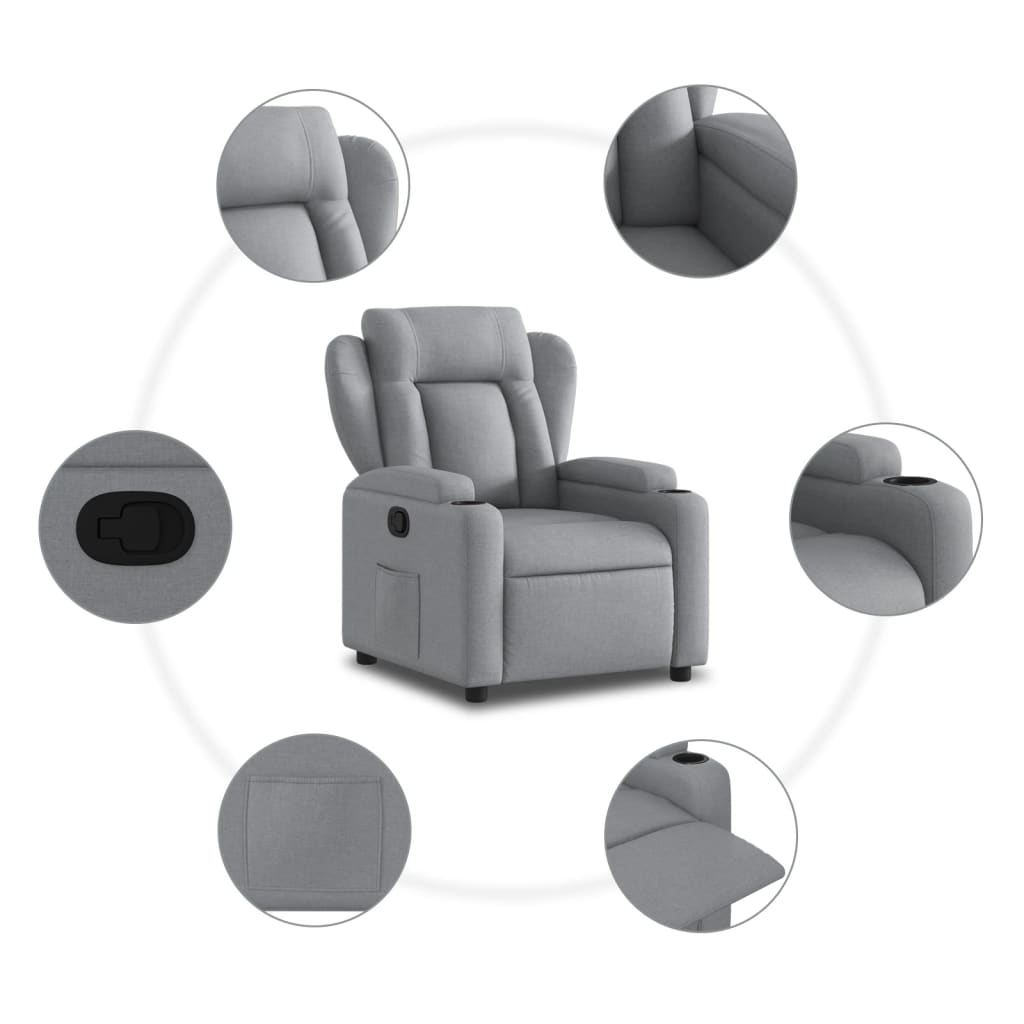 vidaXL Fauteuil relax Gris clair Tissu