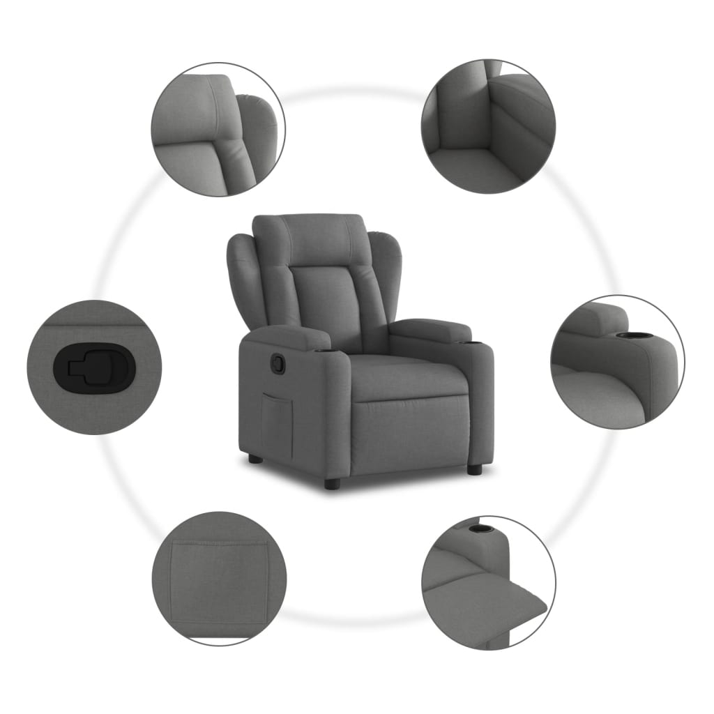 vidaXL Fauteuil de relaxation gris foncé en tissu