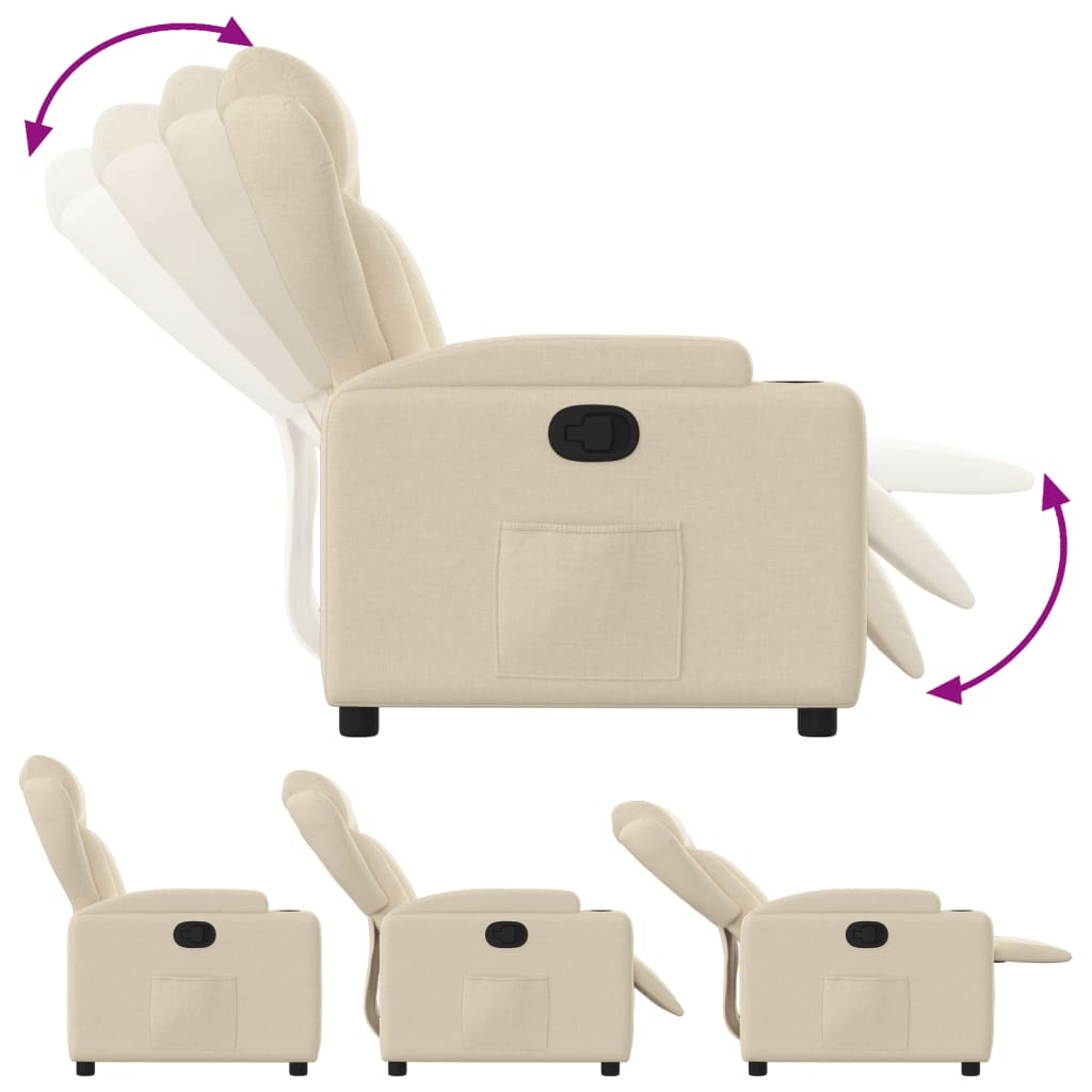 vidaXL Fauteuil relax crème tissu