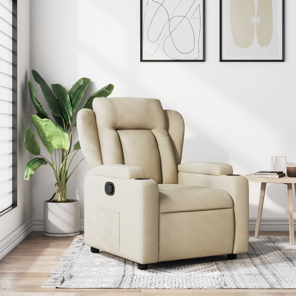 vidaXL Fauteuil relax crème tissu