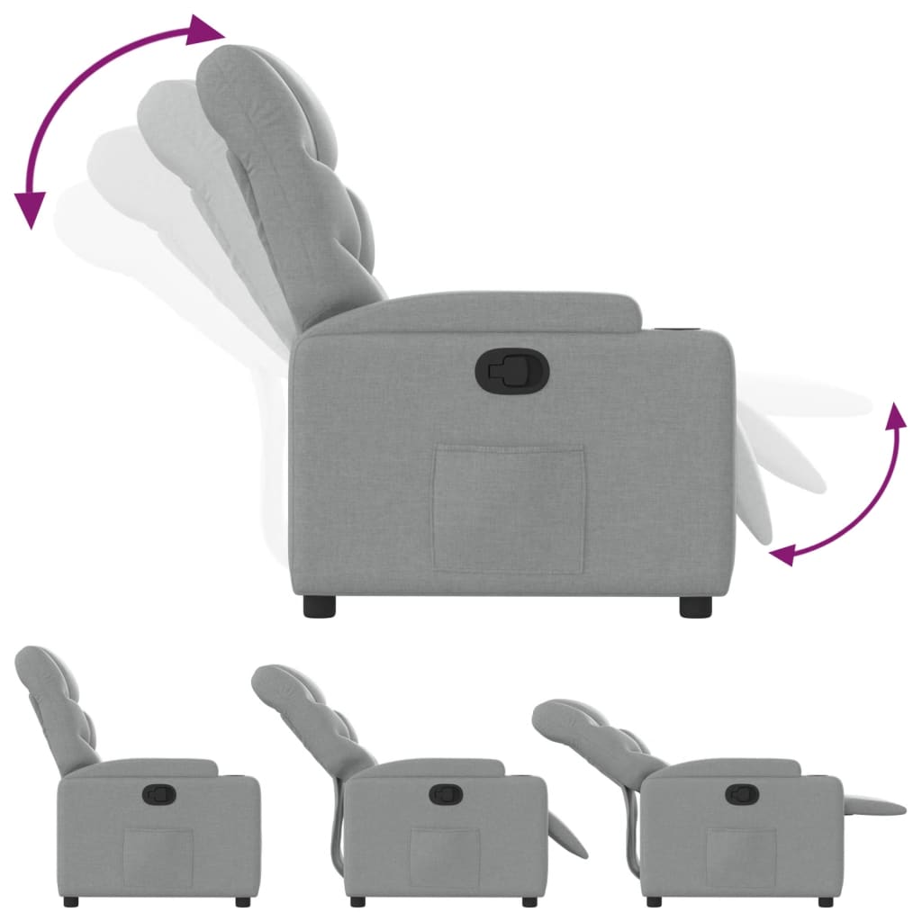 vidaXL Fauteuil relax Gris clair Tissu