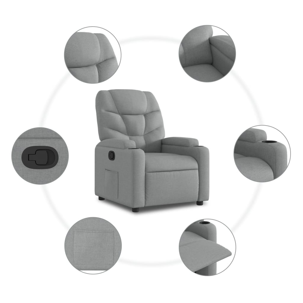 vidaXL Fauteuil relax Gris clair Tissu