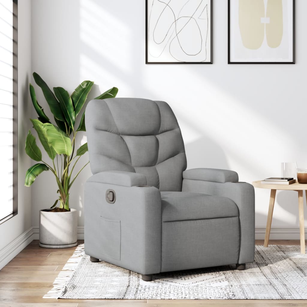 vidaXL Fauteuil relax Gris clair Tissu