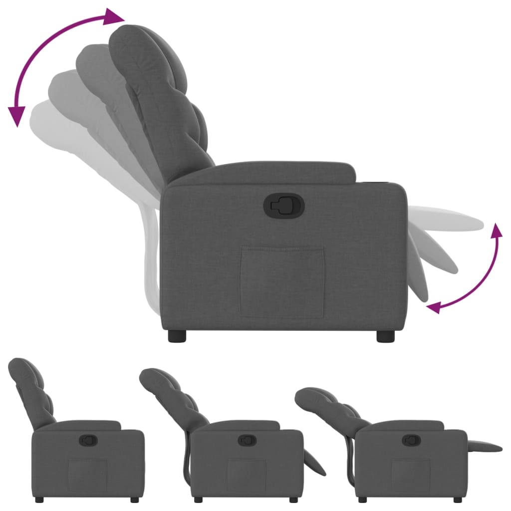 vidaXL Fauteuil de relaxation gris foncé en tissu