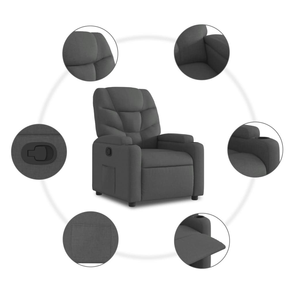 vidaXL Fauteuil de relaxation gris foncé en tissu