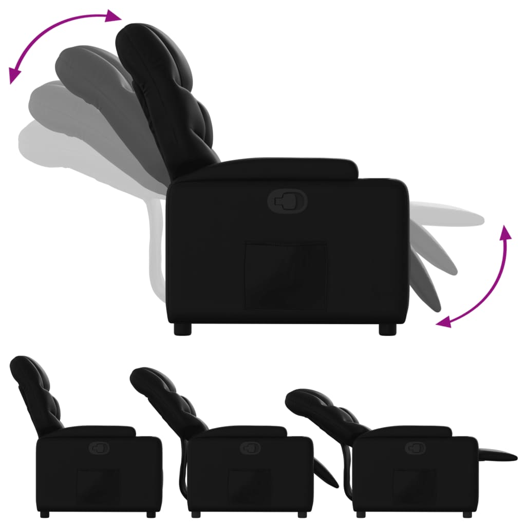 vidaXL Fauteuil relax en similicuir noir